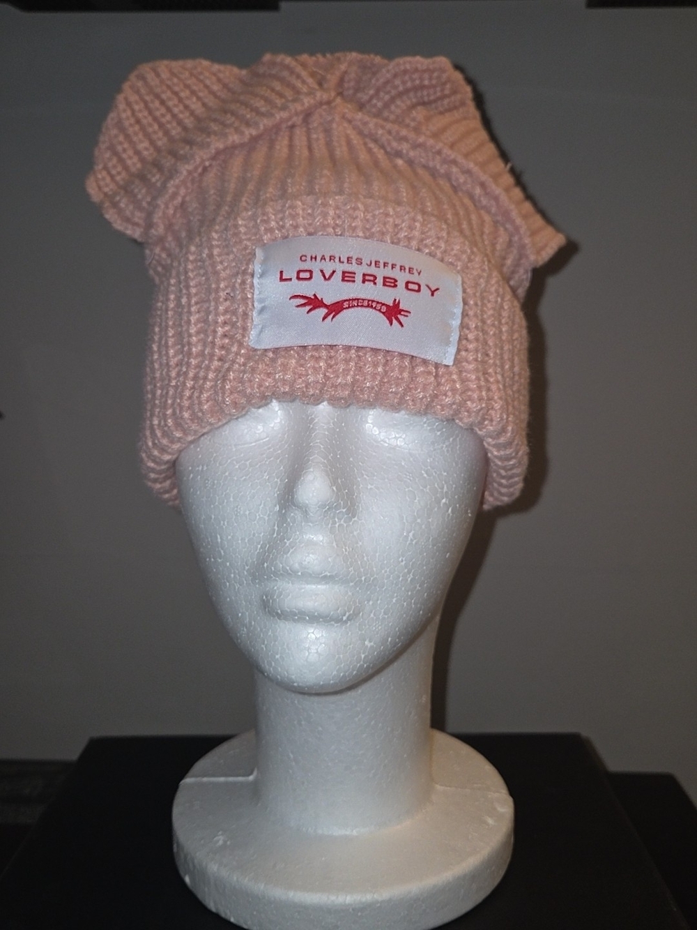 LOVERBOY Charles Jeffrey Pink Knit Beanie